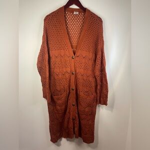dressbarn Terracotta Open Knit‎ Cardigan
